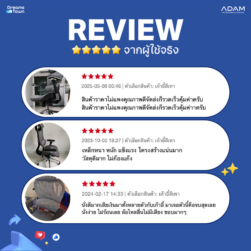 เก้าอี้ทำงาน เพื่อสุขภาพ ADAM รุ่น DOT1 ERGO CHAIR BLACK ONYX สีดำ